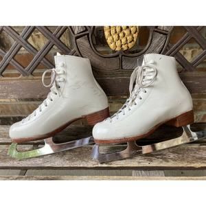 Size 3.5 M Riedell Silver Star 55 Ice Figure Skates MK Blade Leather Soles